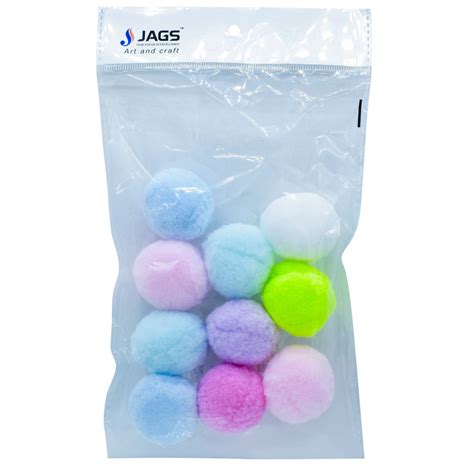 JAGS, Pom Pom Ball - Craft | Big | Pastel Colour | 10 pcs | 4 cm ...