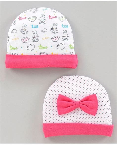 Babyhug 100% Cotton Caps Pack of 2 - Pink