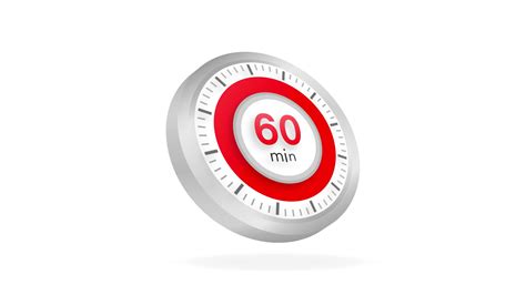 The 60 minutes timer. Stopwatch icon in flat style. Motion graphics ...