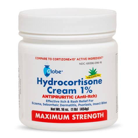 Buy Globe Hydrocortisone Maximum Strength Cream 1% w/Aloe, 16 oz, Anti-Itch Cream for Redness ...