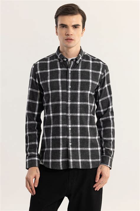 Buy Men's Plazagrid Black Checks Shirt Online | SNITCH