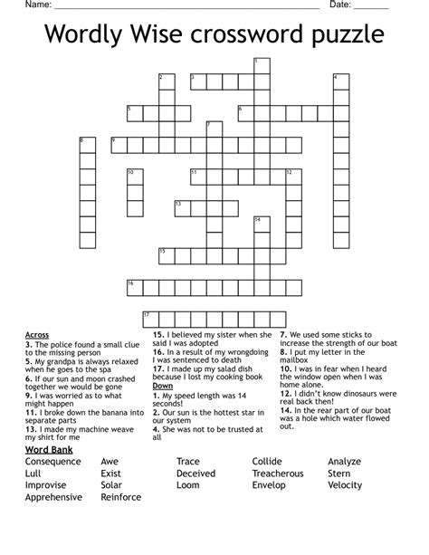 Wordly Wise crossword puzzle - WordMint