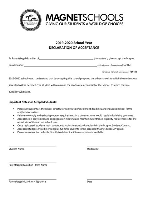 2019-2026 Form FL M-DCPS Magnet Schools Declaration of Acceptance ...