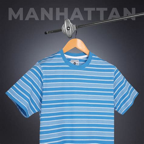 Round Neck Striped Pure Cotton T-Shirts (Hawai Blue/White) – Pitshirts