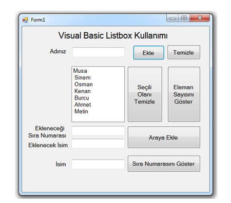Use of ListBox in Visual Basic 2010 的图像结果