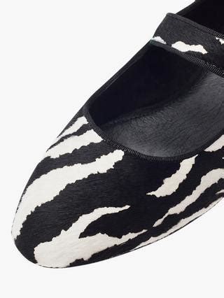 Moda in Pelle Firuta Pony Hair Zebra Print Mary Janes, Black/White