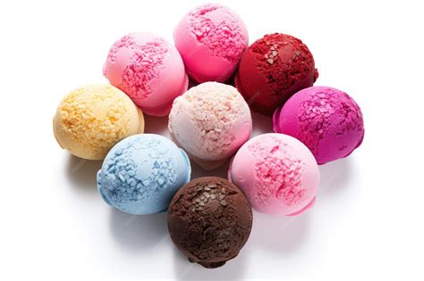 Premium Photo | Colorful ice cream balls arranged in love shape on an isolated white background