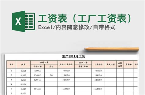 2021年工资表（工厂工资表）-Excel表格-办图网