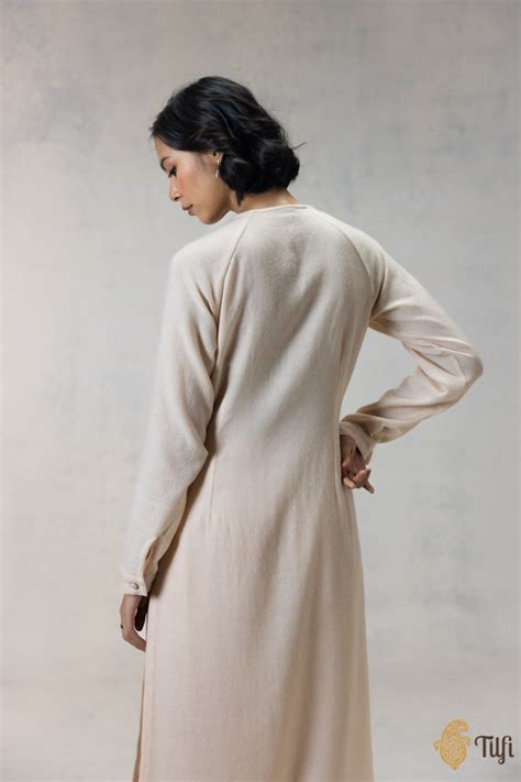 Beige Pure Wool Kurta Set - Tilfi