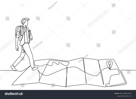 Continuous One Line Drawing Man Backpack Stock Vector (Royalty Free ...