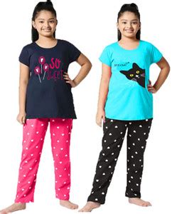 DRUZZEE Kids Nightwear Girls Printed Cotton Blend Price in India - Buy ...