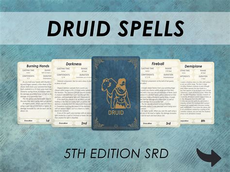 Druid dnd spell cards dnd spellbook dnd player accessory printable ...