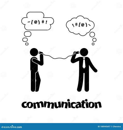 Stick Figure Talking With Tin Can Telephone. Communication Icon Symbol ...