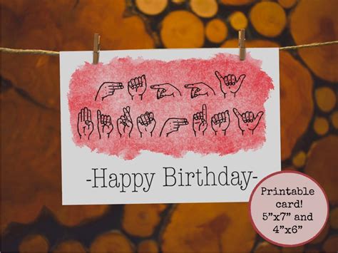 Printable Happy Birthday Card, American Sign Language, Digital Download ...