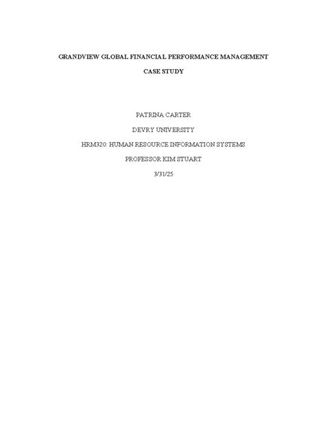 HRM320: Grandview Global Financial Performance Management Case Study ...