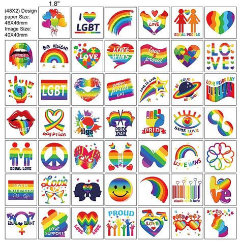 Buy HOWAF Gay Pride Tattoos LGBT Rainbow Temporary Tattoo Sticker, 48 ...