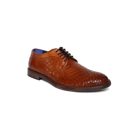 Buy MASABIH Genuine Leather Tan Textured Casual Derby Lace Up Shoes for ...