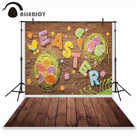 Allenjoy Easter Background For Photography Wooden Floor Rabbit ...