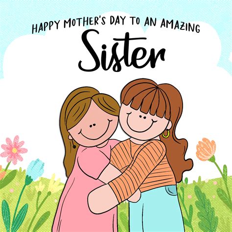 Happy Mother's Day Sister Cute Girls Hugging Card | Boomf