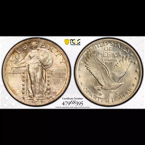 1921 Quarter Dollars Standing Liberty Quarter PCGS MS-65 CAC - Harbor ...