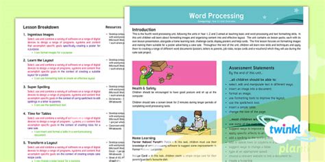 Computing: Word Processing: Year 4 Planning Overview