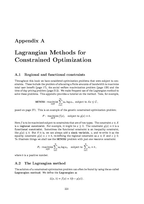 Lagrangian Methods for Constrained Optimization - Appendix A Lagrangian ...