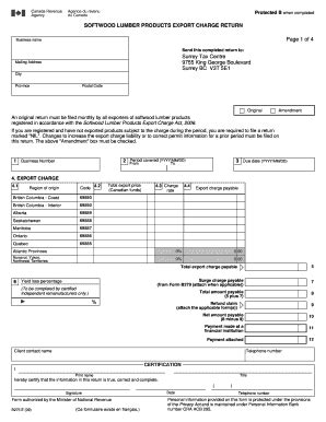 Fillable Online cra-arc gc SOFTWOOD LUMBER PRODUCTS EXPORT CHARGE ...