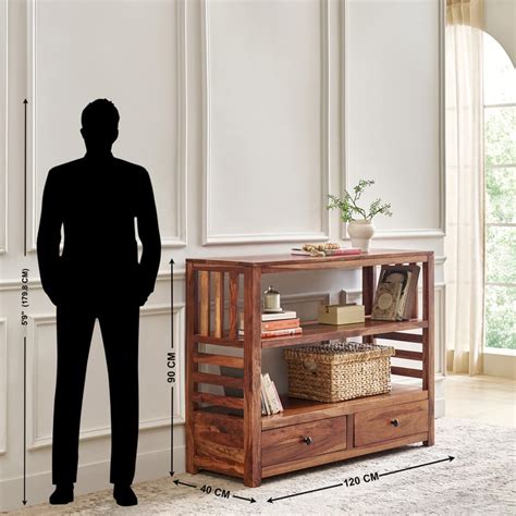 Buy Adana Grand Sheesham Wood Book Shelf with Drawers - Brown from Home ...