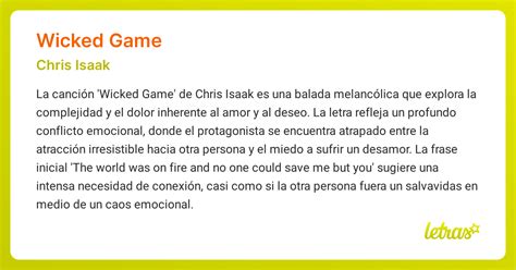 Significado de la canción WICKED GAME (Chris Isaak) - LETRAS.COM