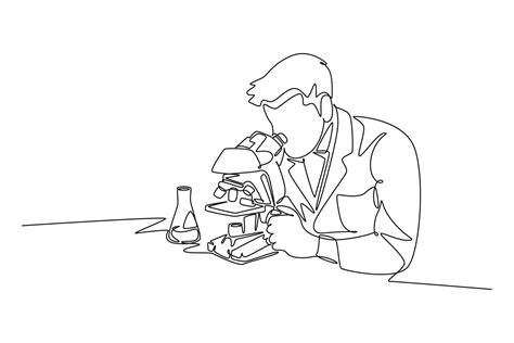 Scientist concept. Single line draw design graphic illustration ...
