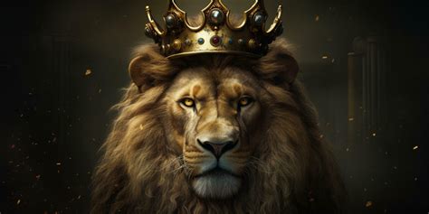 Lion king in a golden crown on a dark background with . 23846976 Stock ...