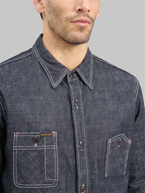 The Strike Gold 10oz Grey Slub Selvedge Denim Work Shirt
