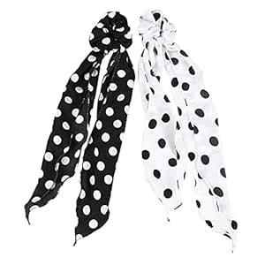 Vachi® Polka Dots Hair Ribbon Scrunchies Ties Polyester Printed Scarf ...