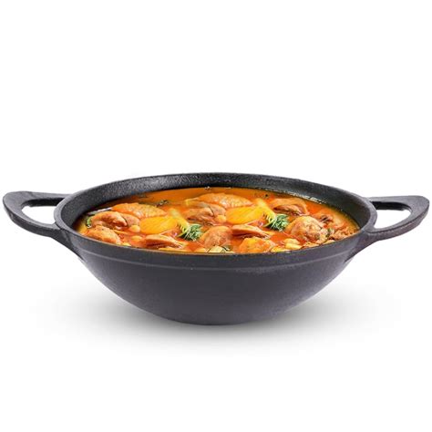 The Indus Valley Pre-Seasoned Cast Iron Kadai with Curve Handles | Very ...