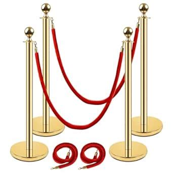 Carivia Gold Stanchion Post,38 Inch Stanchion Posts Queue with 5 ft/1.5 ...