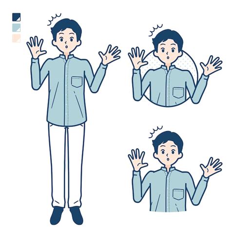 Simple stand collar shirt mansurprise | Premium Vector