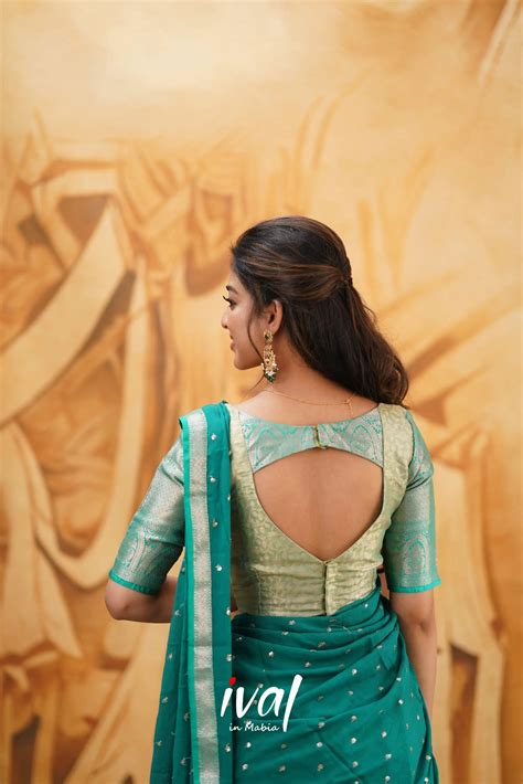 Izhaiyini - Teal Green Banarasi Tissue Halfsaree – Ivalinmabia