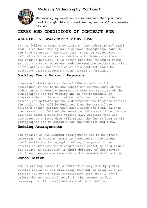 Videographer Agreement Template - prntbl.concejomunicipaldechinu.gov.co