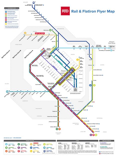 Light Rail Map Denver | Color 2018