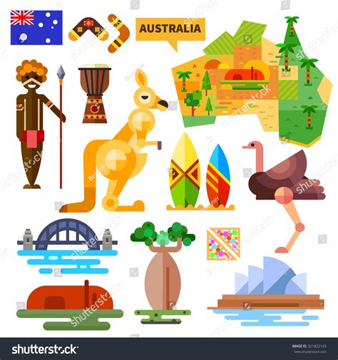 Australian National Symbols Animals Koala Kangaroo Stock Vector ...