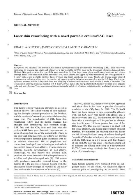 Partial-Face Laser Resurfacing with a 300-microsecond Pulsed Er:YAG ...