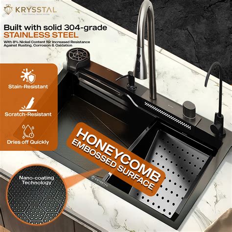 Smart Modular 304 SS Kitchen Sink 24" with RO Tap & Nano-Coating – Krysstal