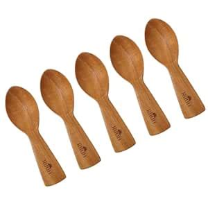 Buy Rijuh Handcrafted Natural Neem Wood Powder Spoon | Round Wooden ...