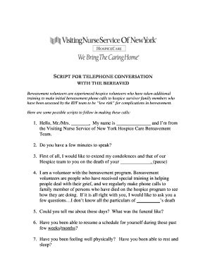 Bereavement Phone Call Script - Fill Online, Printable, Fillable, Blank ...