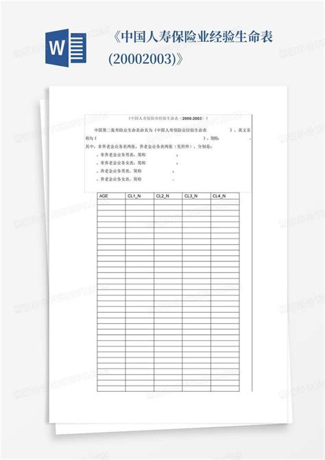 中国人寿保险业经验生命表数据.docx - 冰点文库