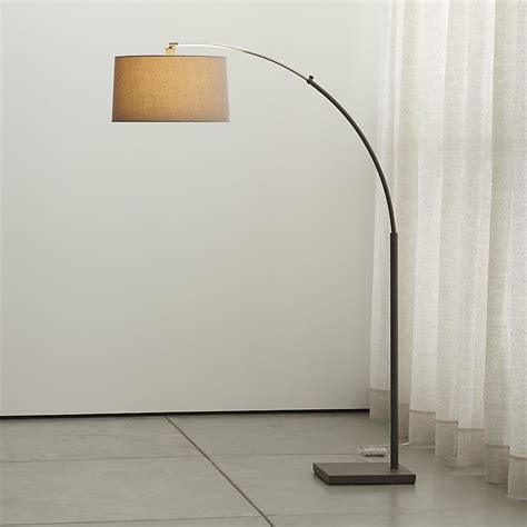 Dexter Arc Corner Floor Lamp with Grey Shade + Reviews | Crate & Barrel
