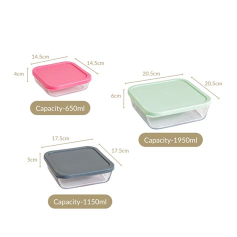 Set Of 3 Glass Container Box Nested Online - Premium Lunch Box | Nestasia