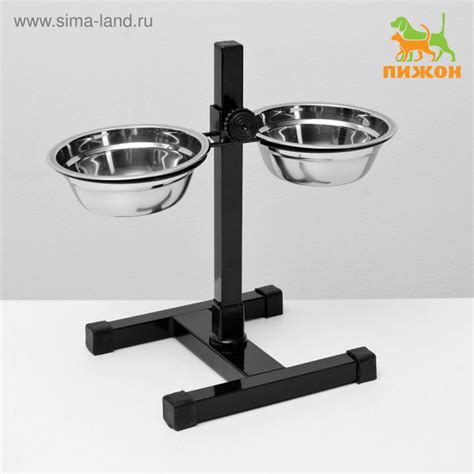 Подставка с мисками, 2 х 350 мл, высота 30 см, разборная, чёрная купить ...