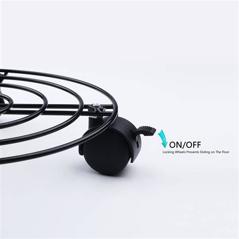 12.5" Heavy Duty Black Iron Plant Caddy - Metal Plant Stand With Wheels ...