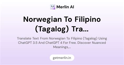 Norwegian to Filipino (Tagalog) Translator
